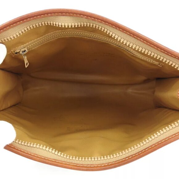 CELINE Clutch Bag Macadam Beige PVC ?~ Leather Authentic - Picture 10 of 10